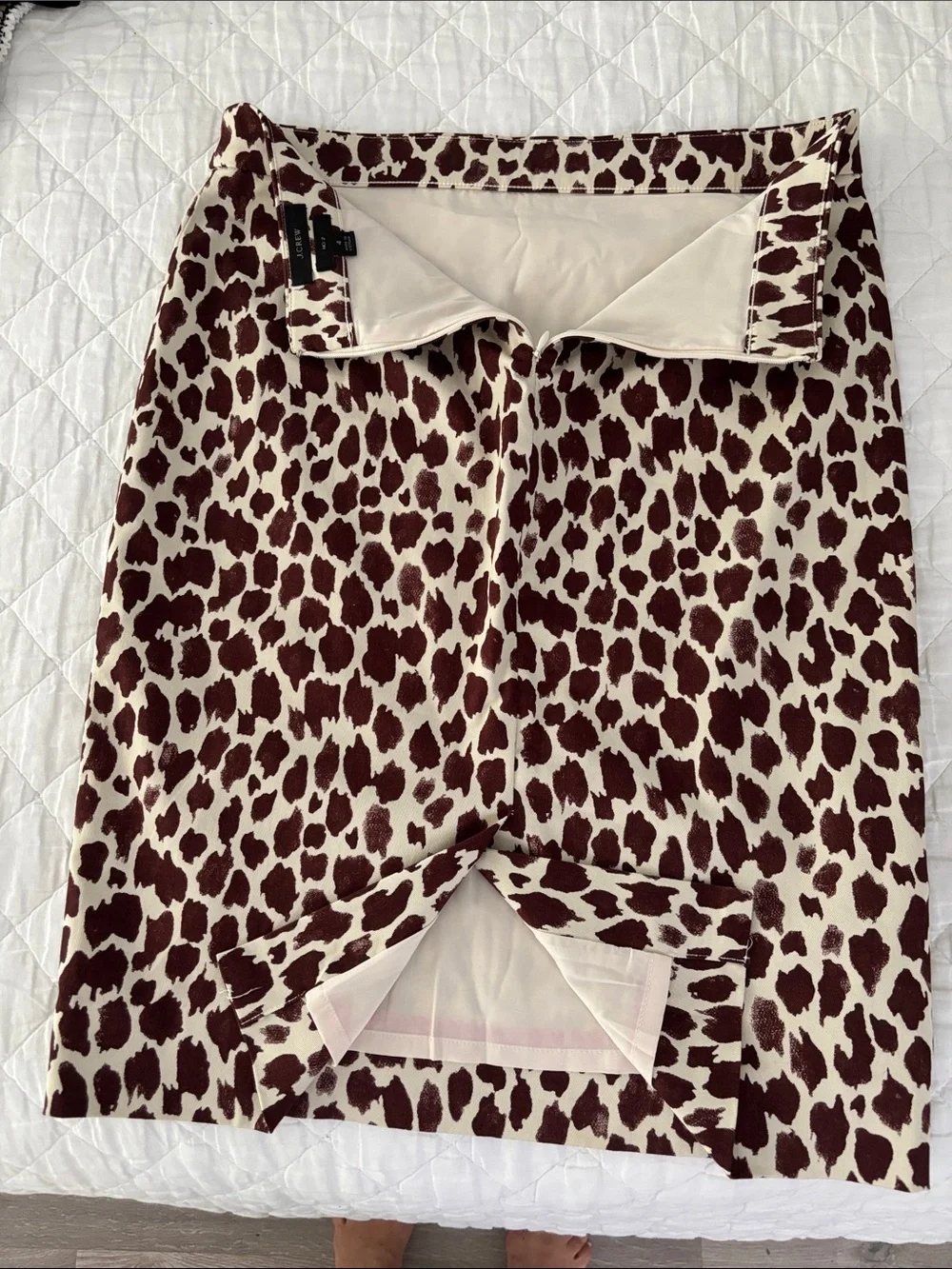 J. Crew Burgundy and Cream Leopard-Print A-Line Skirt